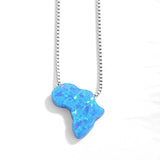 925 Silver Opal Africa Map Pendant Necklace