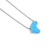 925 Silver Opal Africa Map Pendant Necklace