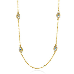 925 Silver Evil Eye Necklace Zircon Chain Turkey Jewelry Women