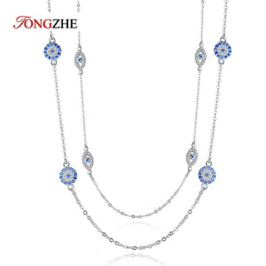 925 Silver Evil Eye Necklace Zircon Chain Turkey Jewelry Women