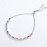 925 Silver Tennis Bracelet Rainbow CZ Charm