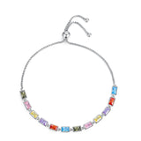 925 Silver Tennis Bracelet Rainbow CZ Charm
