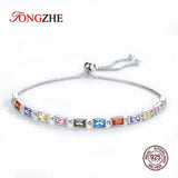 925 Silver Tennis Bracelet Rainbow CZ Charm