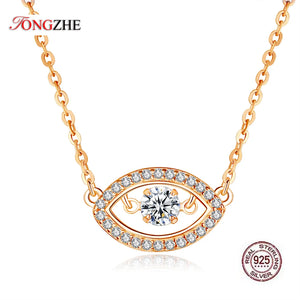 925 Silver Evil Eye Necklace Crystal Chain Minimalist Rose Choker