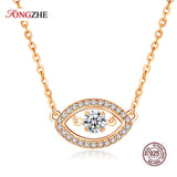 925 Silver Evil Eye Necklace Crystal Chain Minimalist Rose Choker