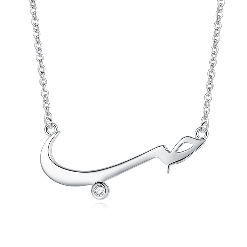 Arabic 925 Silver BFF CZ Love Pendant Necklace Women Gift