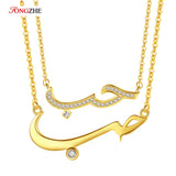 Arabic 925 Silver BFF CZ Love Pendant Necklace Women Gift