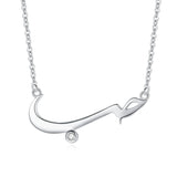 Arabic 925 Silver BFF CZ Love Pendant Necklace Women Gift