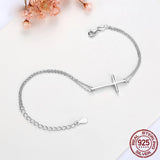 925 Silver Bracelet Rose Cross CZ Wedding Jewelry for Women