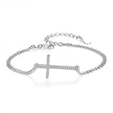 925 Silver Bracelet Rose Cross CZ Wedding Jewelry for Women