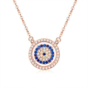925 Silver Crystal Lucky Eyes Turkey Pendant Necklace