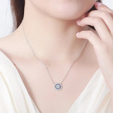 925 Silver Crystal Lucky Eyes Turkey Pendant Necklace