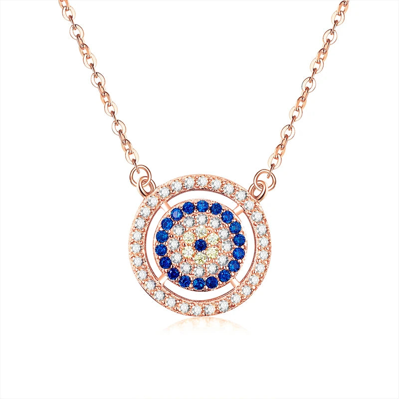 925 Silver Crystal Lucky Eyes Turkey Pendant Necklace