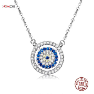 925 Silver Crystal Lucky Eyes Turkey Pendant Necklace