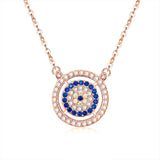 925 Silver Crystal Lucky Eyes Turkey Pendant Necklace