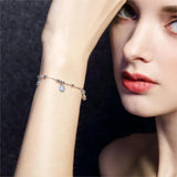 Sterling Silver 925 CZ Round Beads Evil Eye Bracelet