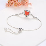 925 Silver Heart Shape Opal Box Chain Charm Bracelet