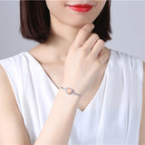 925 Silver Heart Shape Opal Box Chain Charm Bracelet