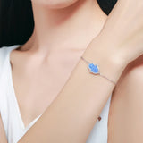 925 Silver Hamsa Hand Bracelet with Lucky Opal