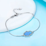 925 Silver Hamsa Hand Bracelet with Lucky Opal