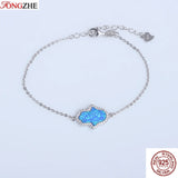 925 Silver Hamsa Hand Bracelet with Lucky Opal