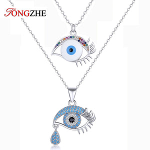 925 Silver Evil Eye Necklace Zircon Eye Pendants Jewelry Gift