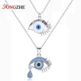 925 Silver Evil Eye Necklace Zircon Eye Pendants Jewelry Gift