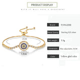 925 Silver Evil Eye CZ Tennis Bracelet Rose Jewelry