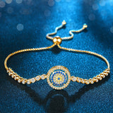 925 Silver Evil Eye CZ Tennis Bracelet Rose Jewelry