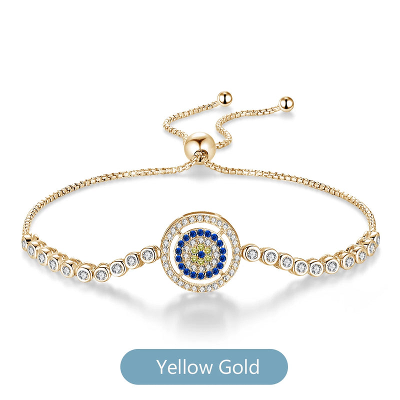 925 Silver Evil Eye CZ Tennis Bracelet Rose Jewelry