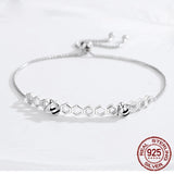 925 Silver Beads Bracelet CZ Heart Honey Bee Bracelet for Couples
