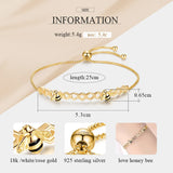925 Silver Beads Bracelet CZ Heart Honey Bee Bracelet for Couples