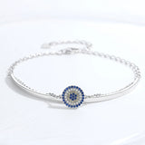 925 Sterling Silver Evil Eye Stone Charm Bracelet for Women Men