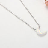 Sparkling Moon Pendant Necklace 925 Sterling Silver Jewelry