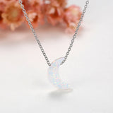 Sparkling Moon Pendant Necklace 925 Sterling Silver Jewelry