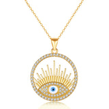 Enamel Evil Eye Necklace 925 Sterling Silver CZ Stone Pendant