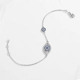 925 Silver Evil Eye Bracelet Women Stone Link Chain Lucky Yellow Rose Jewelry