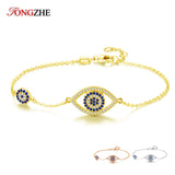 925 Silver Evil Eye Bracelet Women Stone Link Chain Lucky Yellow Rose Jewelry