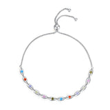 925 Silver Evil Eye Tennis Bracelet Colorful CZ Adjustable Turkey Jewelry