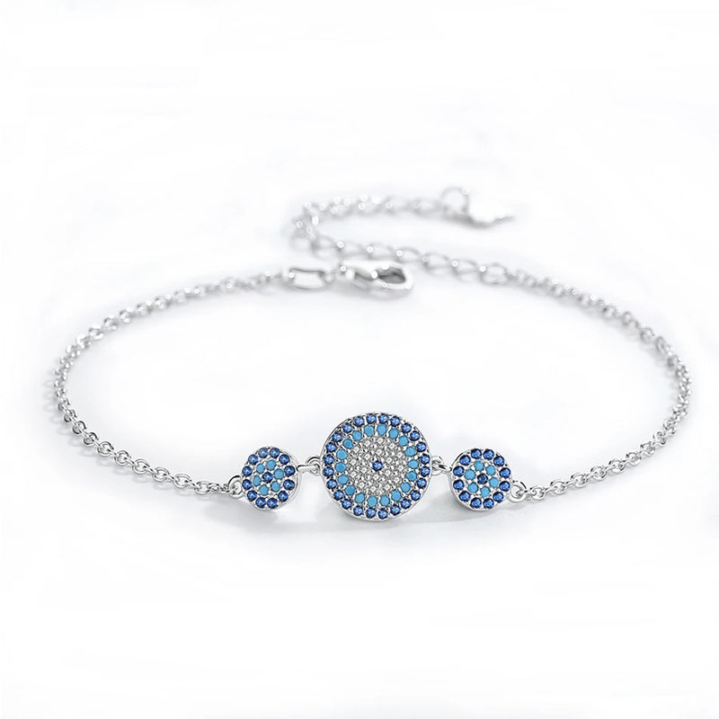 Evil Eye Bracelet 925 Sterling Silver Charm Bracelet For Women