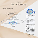 Evil Eye Bracelet 925 Sterling Silver Charm Bracelet For Women