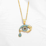 CZ Evil Eye Necklace Enamel Pendant DIY Goth Choker 925 Sterling Silver