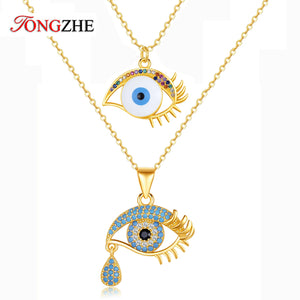 CZ Evil Eye Necklace Enamel Pendant DIY Goth Choker 925 Sterling Silver