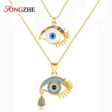 CZ Evil Eye Necklace Enamel Pendant DIY Goth Choker 925 Sterling Silver