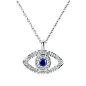 Evil Eyes Pendant 925 Sterling Silver Necklace Crystal Eye Women Girls Jewelry