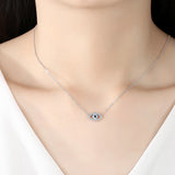 Evil Eyes Pendant 925 Sterling Silver Necklace Crystal Eye Women Girls Jewelry