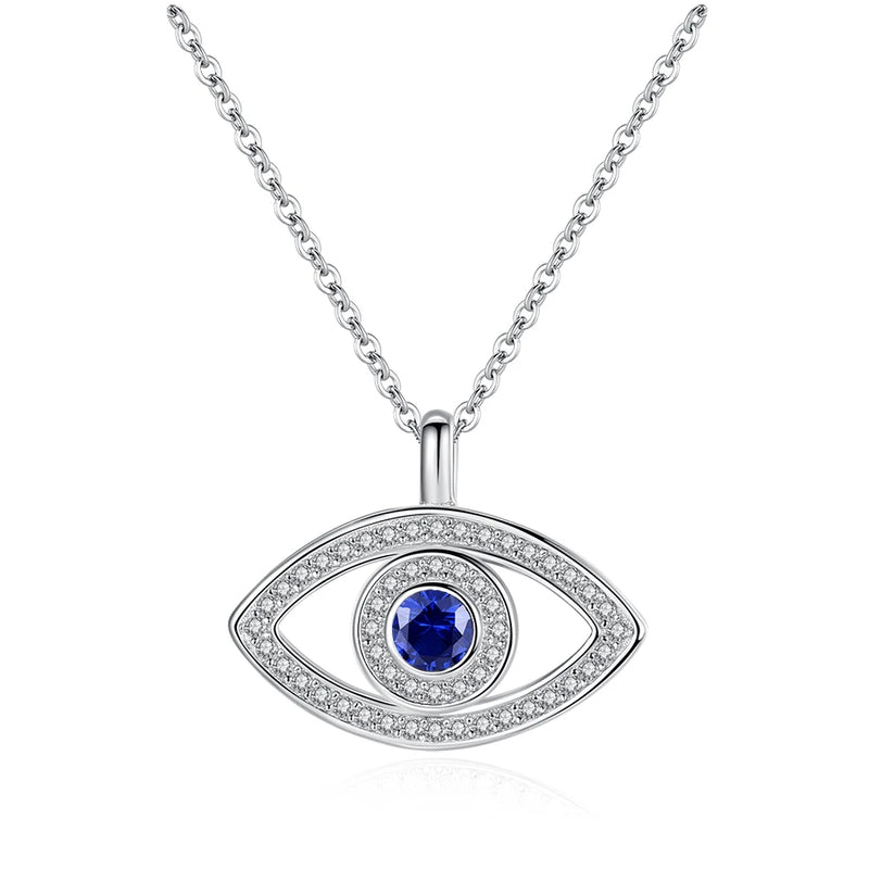 Evil Eyes Pendant 925 Sterling Silver Necklace Crystal Eye Women Girls Jewelry