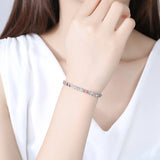 925 Sterling Silver Rainbow CZ Tennis Bracelet
