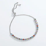 925 Sterling Silver Rainbow CZ Tennis Bracelet