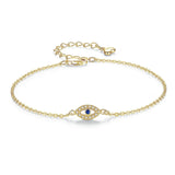 925 Silver Evil Eye Bracelet CZ Lucky Turkey Jewelry for Women